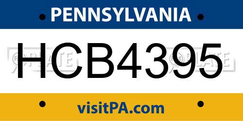 HCB4395 Pennsylvania License Plate
