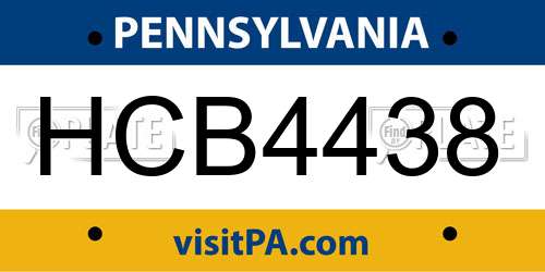 HCB4438 Pennsylvania License Plate