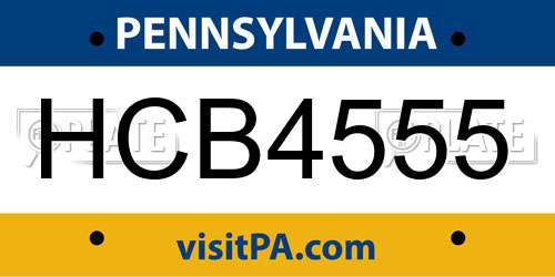 HCB4555 Pennsylvania License Plate