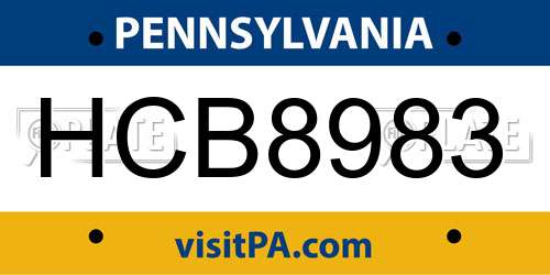 HCB8983 Pennsylvania License Plate