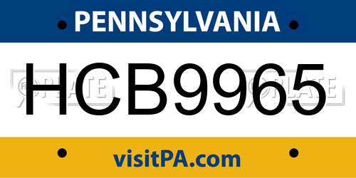 HCB9965 Pennsylvania License Plate