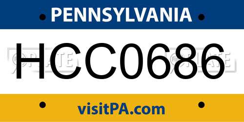 HCC0686 Pennsylvania License Plate