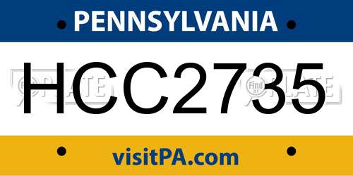 HCC2735 Pennsylvania License Plate