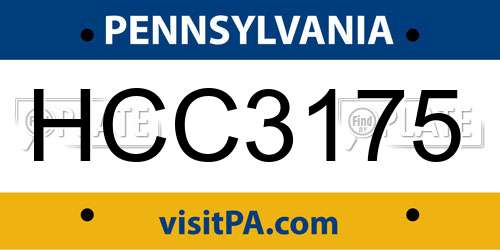 HCC3175 Pennsylvania License Plate