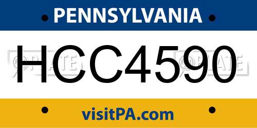HCC4590 Pennsylvania License Plate