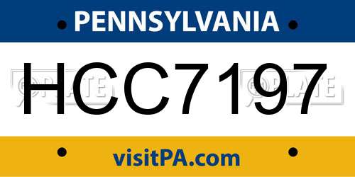 HCC7197 Pennsylvania License Plate