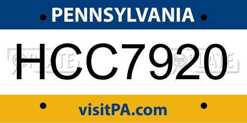 HCC7920 Pennsylvania License Plate