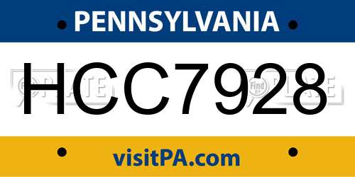 HCC7928 Pennsylvania License Plate