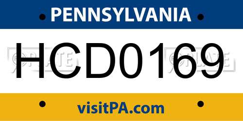 HCD0169 Pennsylvania License Plate