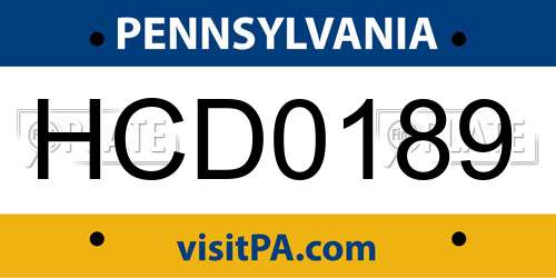 HCD0189 Pennsylvania License Plate