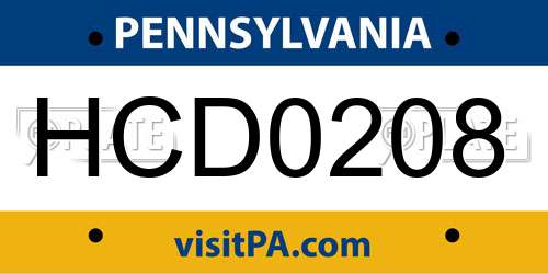 HCD0208 Pennsylvania License Plate