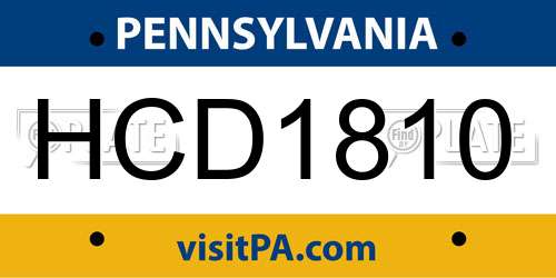 HCD1810 Pennsylvania License Plate