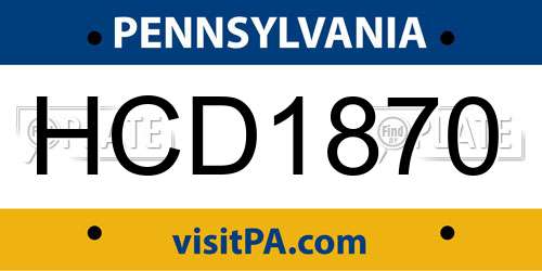 HCD1870 Pennsylvania License Plate