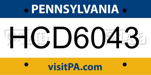 HCD6043 Pennsylvania License Plate