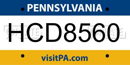 HCD8560 Pennsylvania License Plate