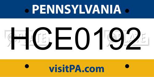 HCE0192 Pennsylvania License Plate