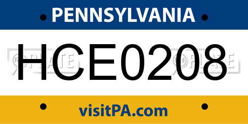 HCE0208 Pennsylvania License Plate