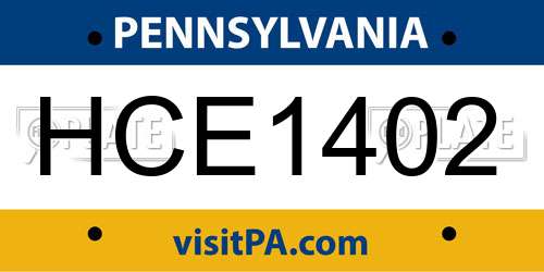 HCE1402 Pennsylvania License Plate