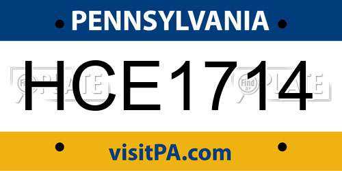 HCE1714 Pennsylvania License Plate