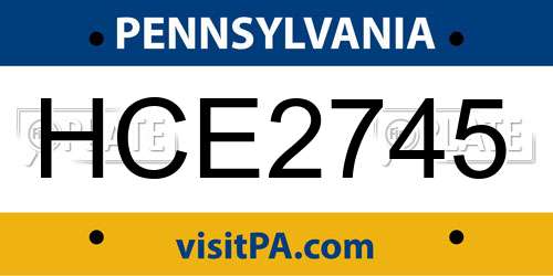 HCE2745 Pennsylvania License Plate