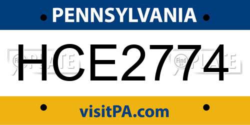 HCE2774 Pennsylvania License Plate