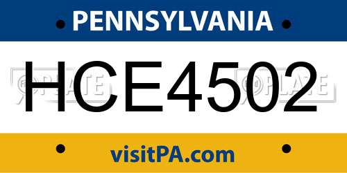 HCE4502 Pennsylvania License Plate
