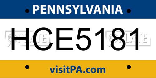 HCE5181 Pennsylvania License Plate