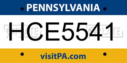HCE5541 Pennsylvania License Plate