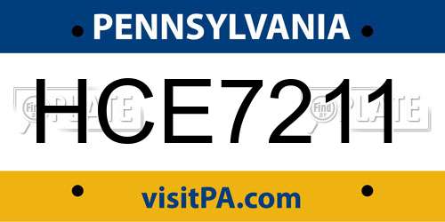 HCE7211 Pennsylvania License Plate
