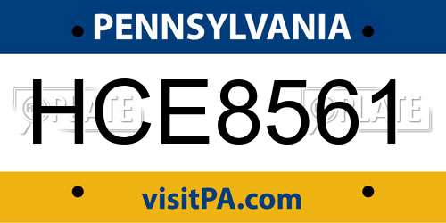 HCE8561 Pennsylvania License Plate