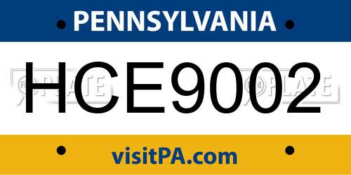 HCE9002 Pennsylvania License Plate