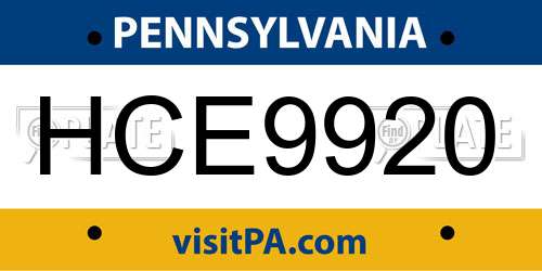 HCE9920 Pennsylvania License Plate