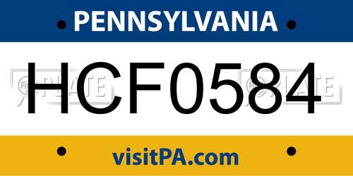 HCF0584 Pennsylvania License Plate