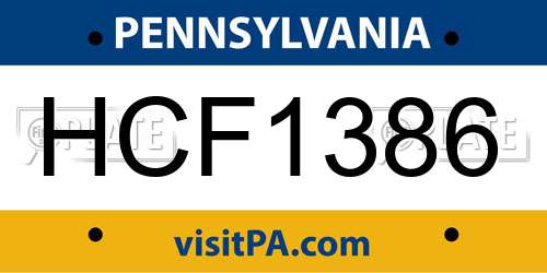 HCF1386 Pennsylvania License Plate