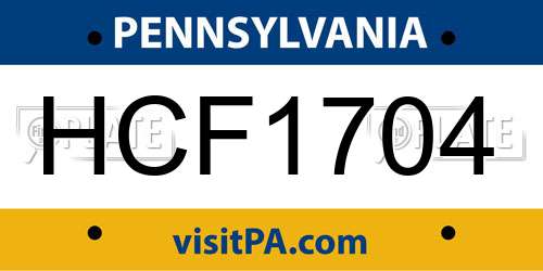 HCF1704 Pennsylvania License Plate