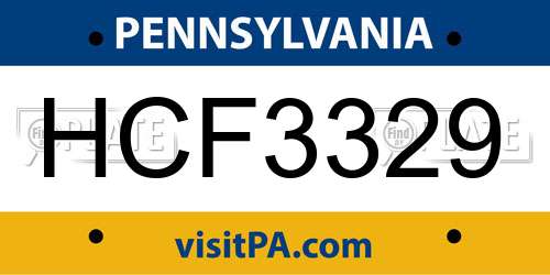 HCF3329 Pennsylvania License Plate