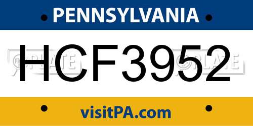 HCF3952 Pennsylvania License Plate