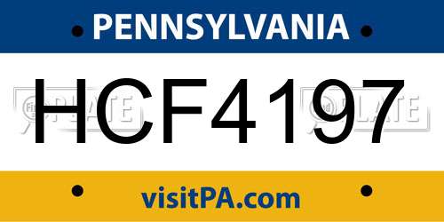 HCF4197 Pennsylvania License Plate