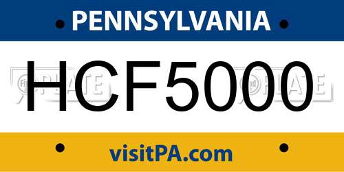HCF5000 Pennsylvania License Plate