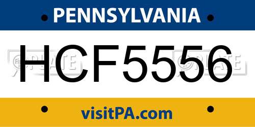 HCF5556 Pennsylvania License Plate