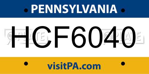 HCF6040 Pennsylvania License Plate