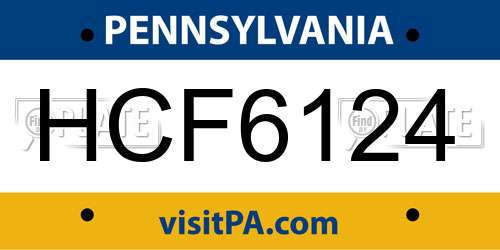 HCF6124 Pennsylvania License Plate