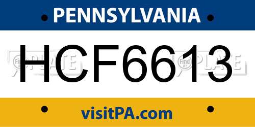 HCF6613 Pennsylvania License Plate