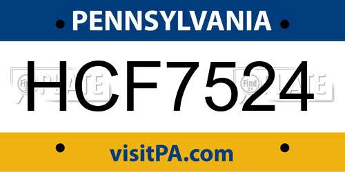 HCF7524 Pennsylvania License Plate