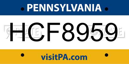 HCF8959 Pennsylvania License Plate