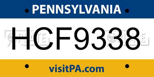 HCF9338 Pennsylvania License Plate
