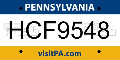 HCF9548 Pennsylvania License Plate