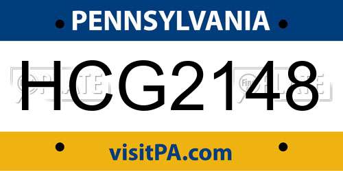HCG2148 Pennsylvania License Plate