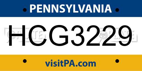HCG3229 Pennsylvania License Plate