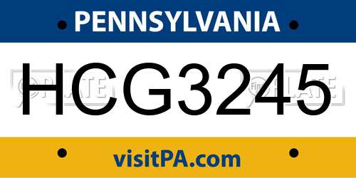 HCG3245 Pennsylvania License Plate